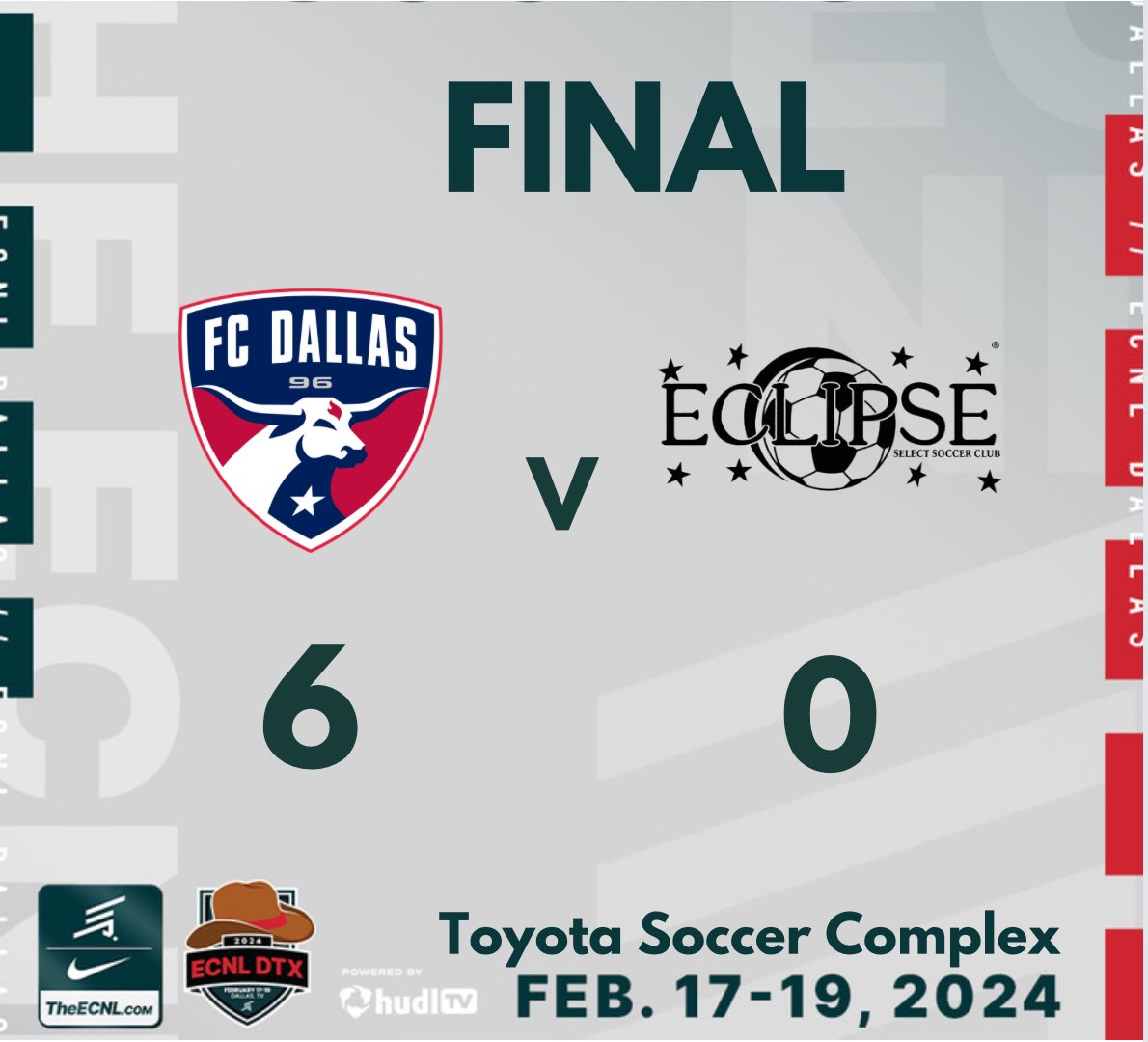 FC Dallas 06/05G ECNL- Retired (@fcdallas06gecnl) on Twitter photo Protected 😤 our home field with a 6-0 dub. Great Job 👏🏼 girls!! Back at it tomorrow at 8am on field #9!
JT⚽️🅰️🅰️
Ava⚽️⚽️
Morgan⚽️
Maddie⚽️
Hoppers⚽️🅰️
Juliette🅰️
Kennedy🅰️
AD🅰️
@FCDwomen | <a href="/ECNLgirls/">ECNL Girls</a> | #DTID Protected 😤 our home field with a 6-0 dub. Great Job 👏🏼 girls!! Back at it tomorrow at 8am on field #9!
JT⚽️🅰️🅰️
Ava⚽️⚽️
Morgan⚽️
Maddie⚽️
Hoppers⚽️🅰️
Juliette🅰️
Kennedy🅰️
AD🅰️
@FCDwomen | <a href="/ECNLgirls/">ECNL Girls</a> | #DTID