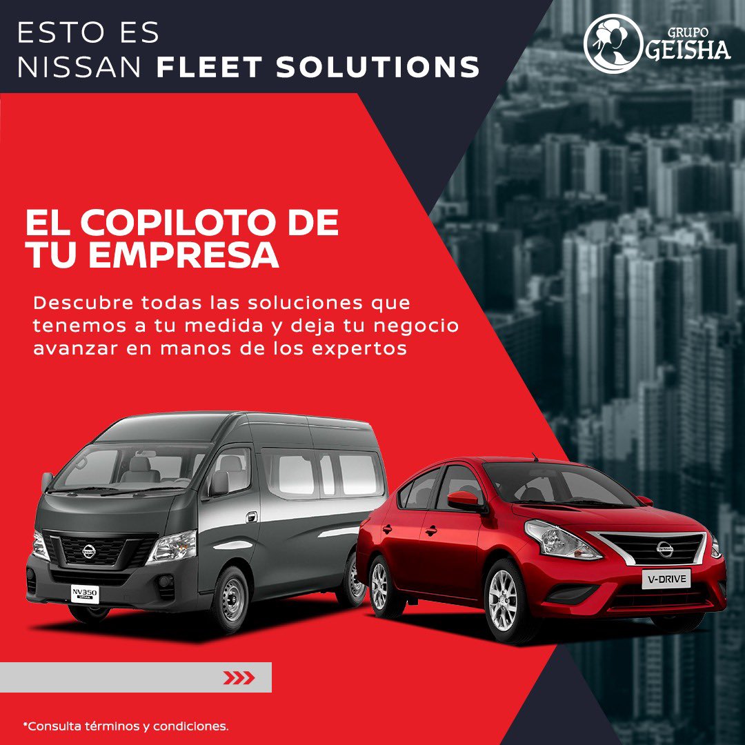 NissanGeisha's tweet photo. 👉Optimiza tu negocio con la flotilla perfecta de #Nissan.
En #NissanGeisha ofrecemos autos que combinan eficiencia, confiabilidad y rendimiento. 🚗💼 #FleetSolutionsNissan
Más información 👉 https://t.co/MVlbW3UmG7 https://t.co/nmtMpZX4EJ