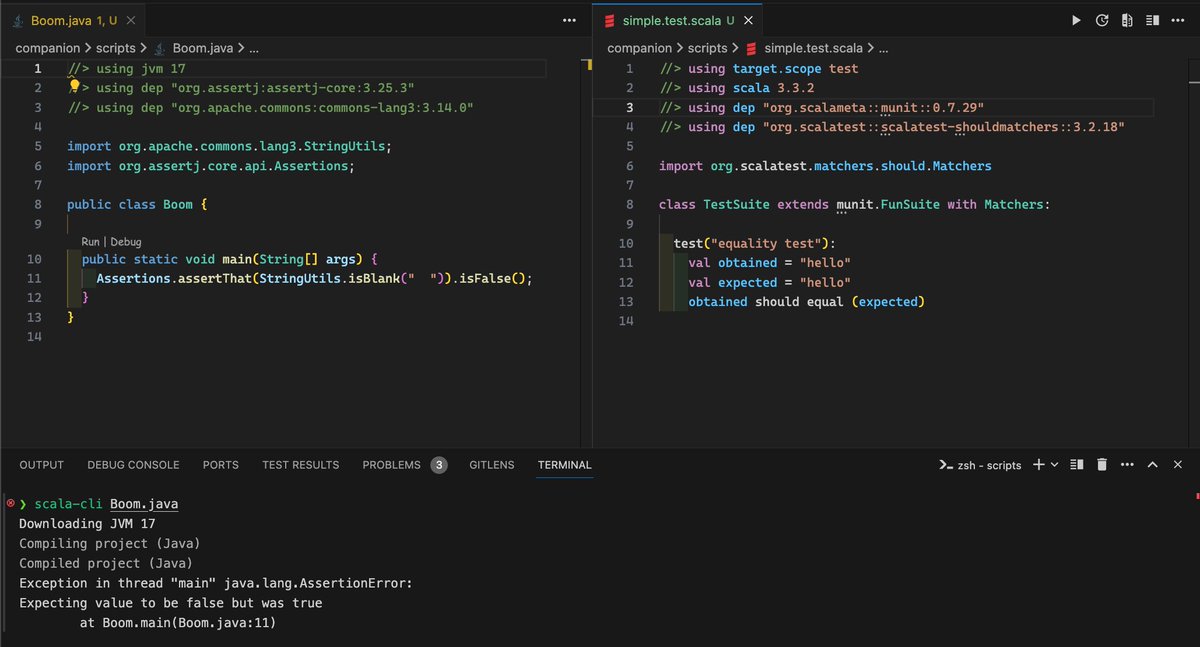 #scalaCLI never stops amazing me. 🔥
One can run java code (even junit tests), which makes it an amazing tool for prototyping  even for a java developer. 
It takes care of downloading the java version, dependencies.
I've seen in the documentation that even python is supported 💪