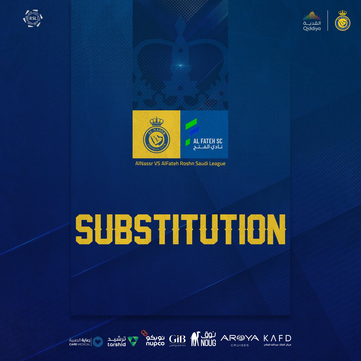 AlNassrFC's tweet photo. 🔁 | تبديل ثالث
➡️ سامي النجعي
⬅️ أوتافيو مونتيرو
#النصر_الفتح | ⁦#AlNassrAlFateh https://t.co/tVdscHNVfX