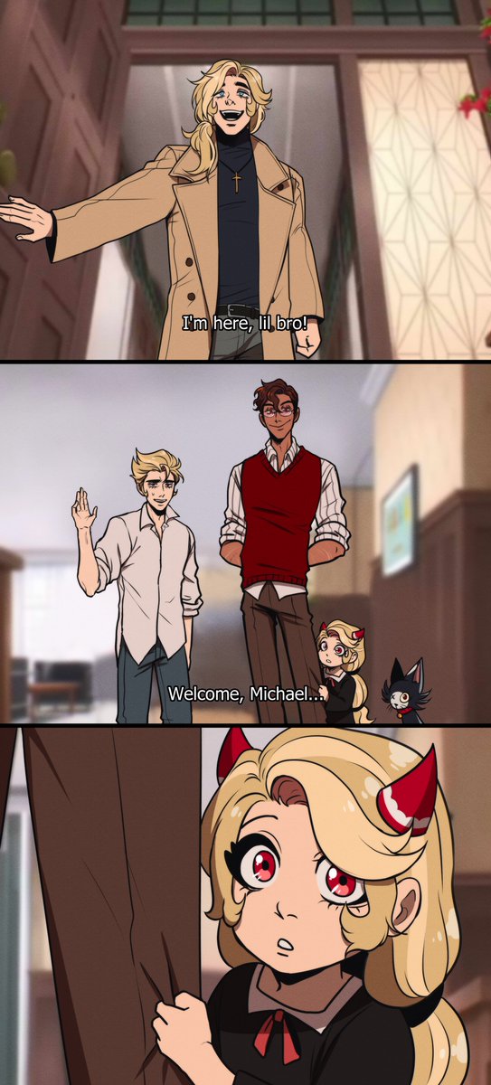 NakariiaLe's tweet image. Charlie&apos;s first meeting with her uncle and her dad&apos;s co-worker 

#HazbinHotel #HazbinHotelLucifer #HazbinHotelAlastor #HazbinHotelCharlie #HazbinHotelVox #HazbinHotelMichael #RadioApple #AngelStatic