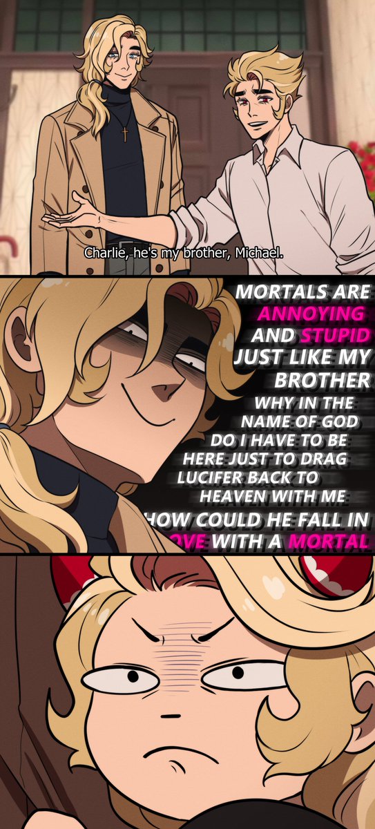 NakariiaLe's tweet image. Charlie&apos;s first meeting with her uncle and her dad&apos;s co-worker 

#HazbinHotel #HazbinHotelLucifer #HazbinHotelAlastor #HazbinHotelCharlie #HazbinHotelVox #HazbinHotelMichael #RadioApple #AngelStatic