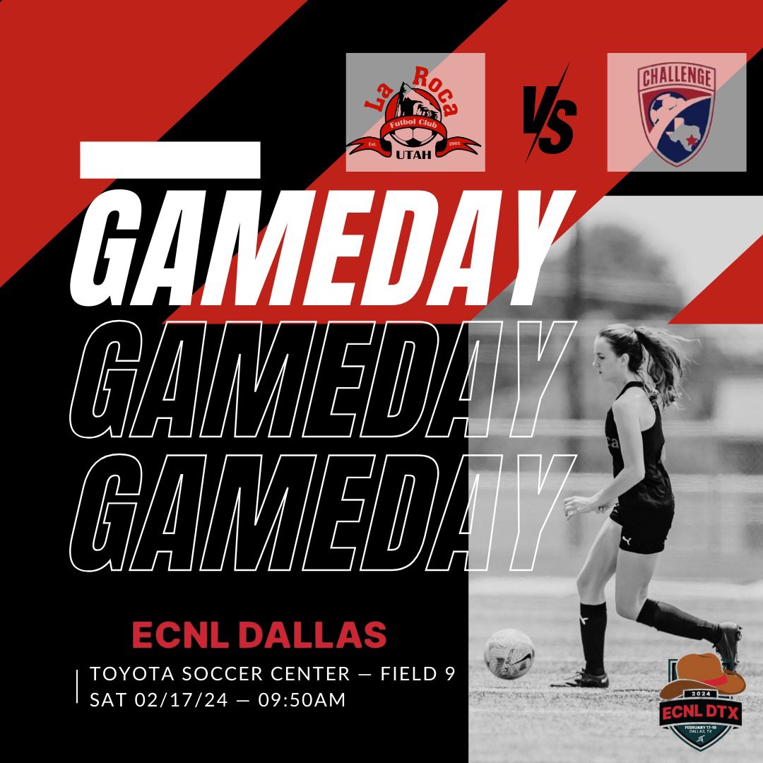 GAME DAY! Day 1️⃣ — 06/05 #ECNLDTX SHOWCASE!

🆚 Challenge SC 
📆 Saturday 02/17/24
⏰ 09:50AM
📍Toyota Soccer Center #9 

Vamos @ECNLgirls!

#bettertogether | #laroca | #laroca06ecnl | #leadersplayhere #larocaproud | #ecnl |#earnednevergiven | #ecnldtx