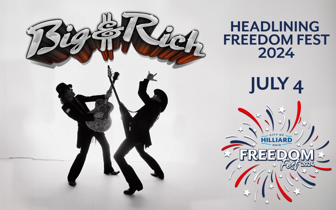 We are excited that <a href="/bigandrich/">Big & Rich</a> will be at Freedom Fest on July 4 at Roger Reynolds Municipal Park in Hilliard!