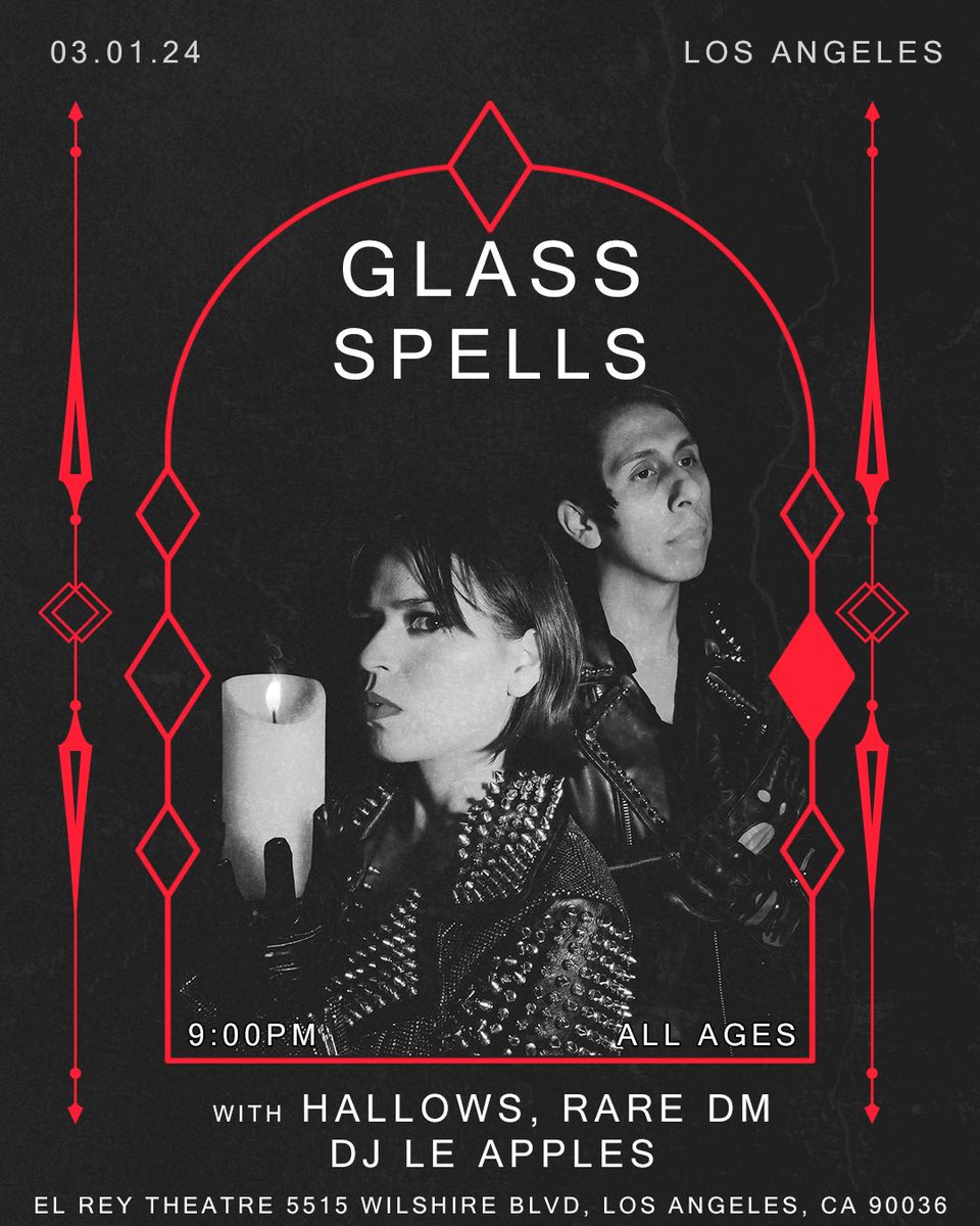 LOW TICKET WARNING ‼️ Limited AXS Premium tickets remain for our show in Los Angeles at El Rey Theatre on March 1st! Don’t wait until it’s too late to get your tickets 👁️
linktr.ee/glassspells