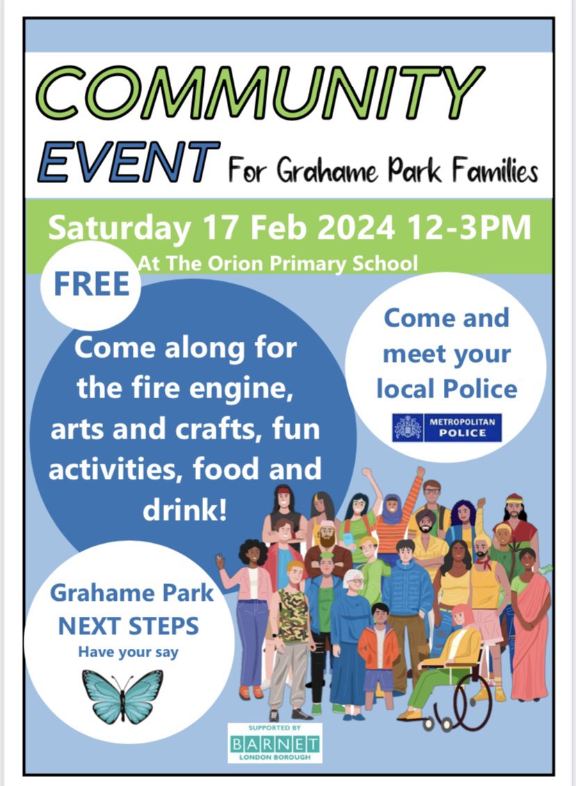 Thanks so much <a href="/theorionschool/">The Orion</a> for hosting today’s wonderful ‘Clear Hold Build’ next steps community event, all the residents who joined us and the amazing teams <a href="/MPSBarnet/">Barnet MPS | North West BCU</a> <a href="/BarnetCouncil/">Barnet Council</a> for all your support. Can’t wait until the next one!