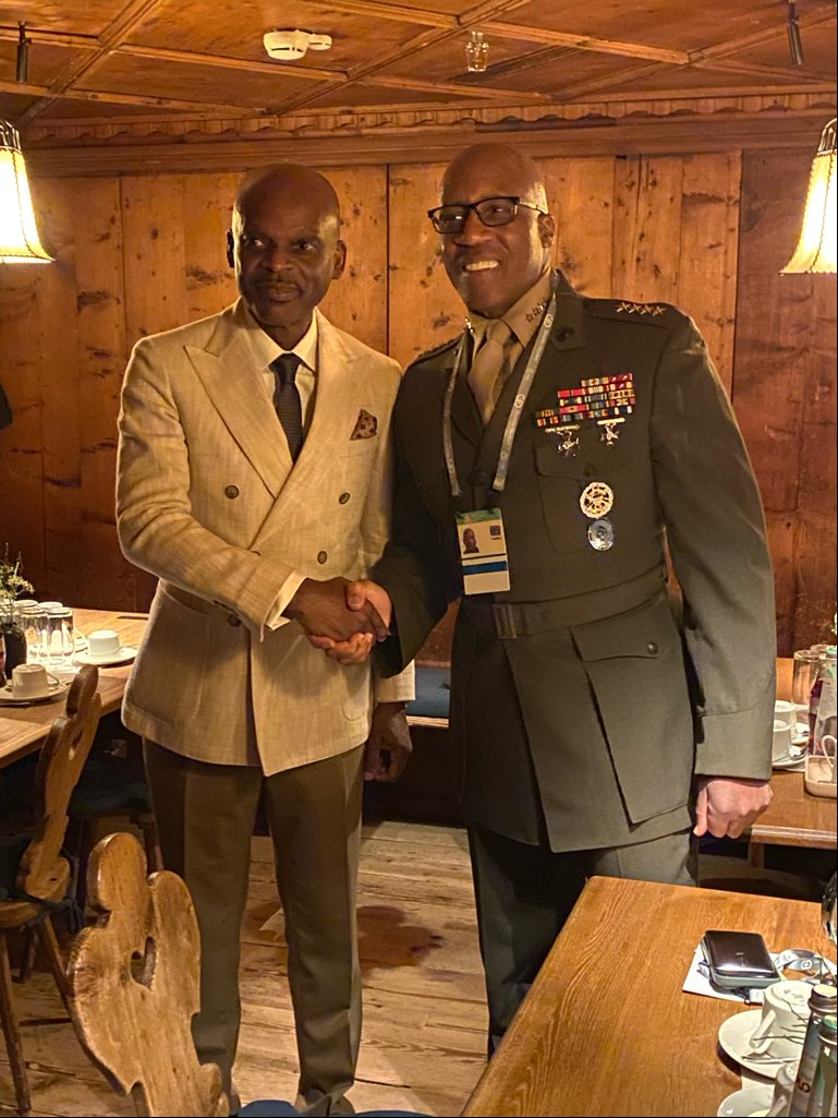 'Gen. Michael Langley, head of U.S. Africa Command, engages with #AfricanPartners at #MunichSecurityConference. Friday he met with Togo’s Foreign Minister Robert Dussey, discussing security cooperation and bolstering development in West Africa. #StrongerTogether'