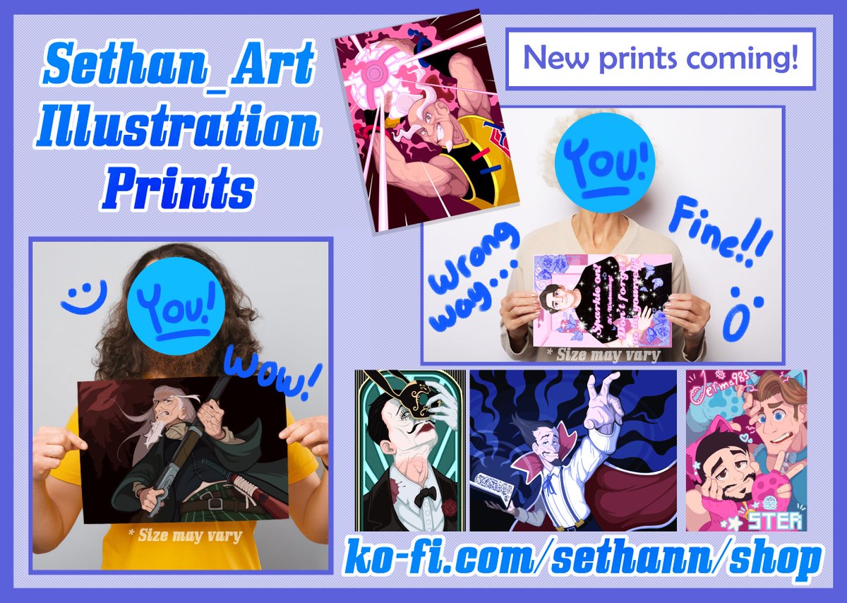 Sethan_Art's tweet photo. Hello hello! Look at all these happy people, that could be YOU! I am restocking prints and adding more soon, so please stay tuned for more!~ 🔗https://t.co/6R1Bt12R1Z https://t.co/u8GtngslxW