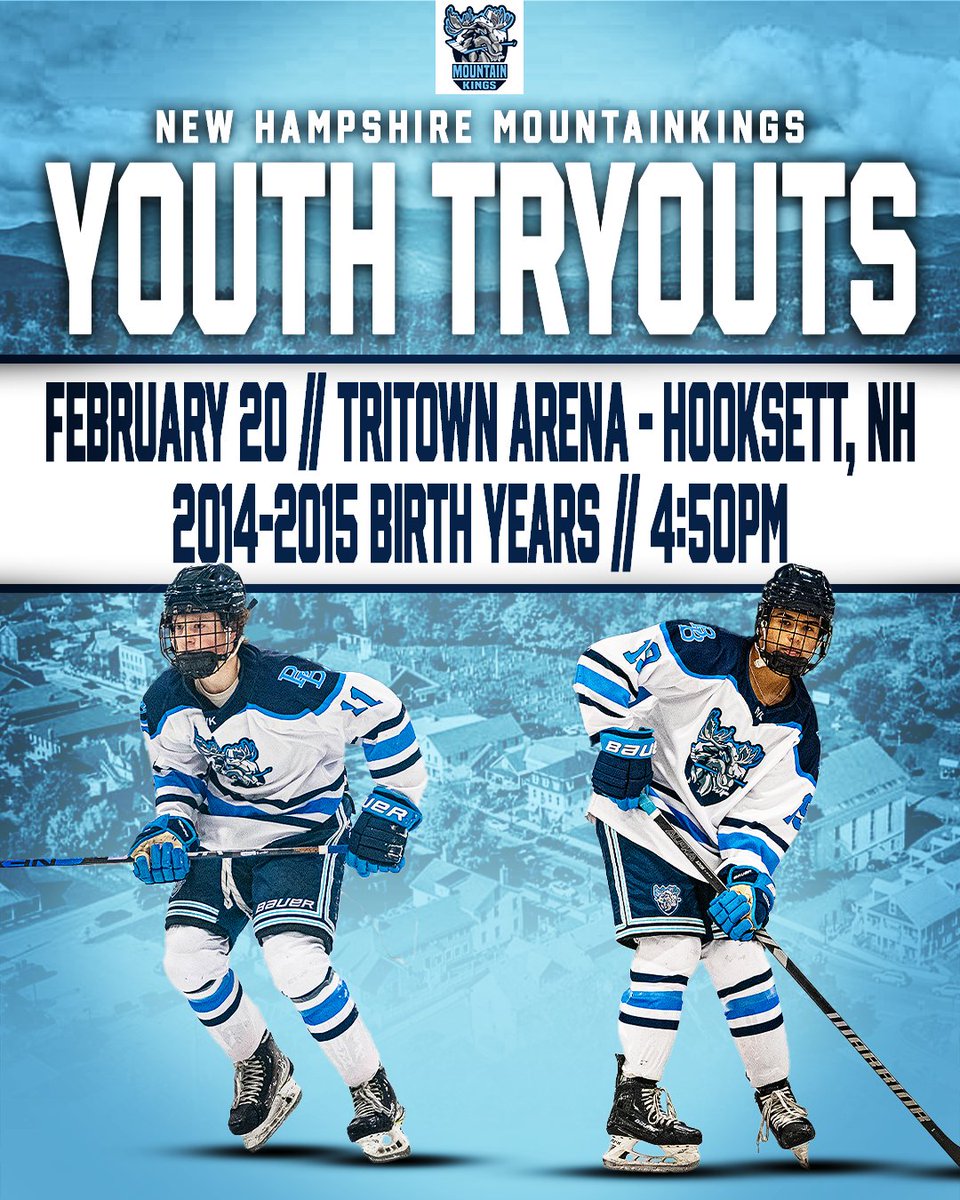 nhmountainkings's tweet image. 🚨Youth Tryouts🚨

On February 20th we will be hosting Squirt 2014-2015 birth year tryouts which will be held at Tritown Arena at 4:50pm 🏒

Click the link below to register 👇️👇️👇️
docs.google.com/forms/d/e/1FAI…