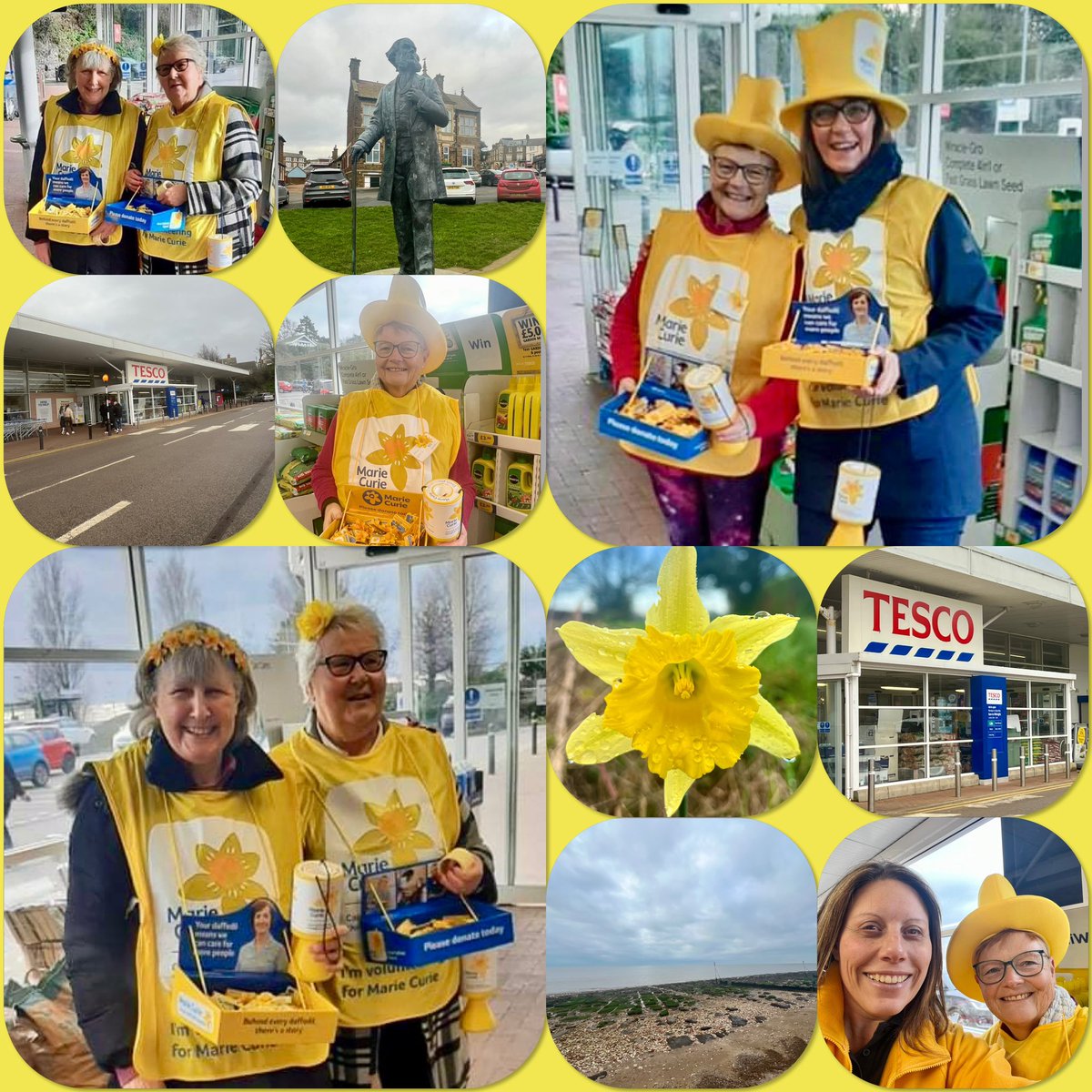 The end of two days of @mariecurieuk #GreatDaffodilAppeal collections in #SunnyHunny #Hunstanton #WestNorfolk at @Tesco in the town! Thanks to collectors Anne, Claire, David, Jennie, Polly & Jackie for covering it all! 🙏💛🙏 #norfolk 🙏💛🙏. Thanks to all donors & #Tesco too 🙏.