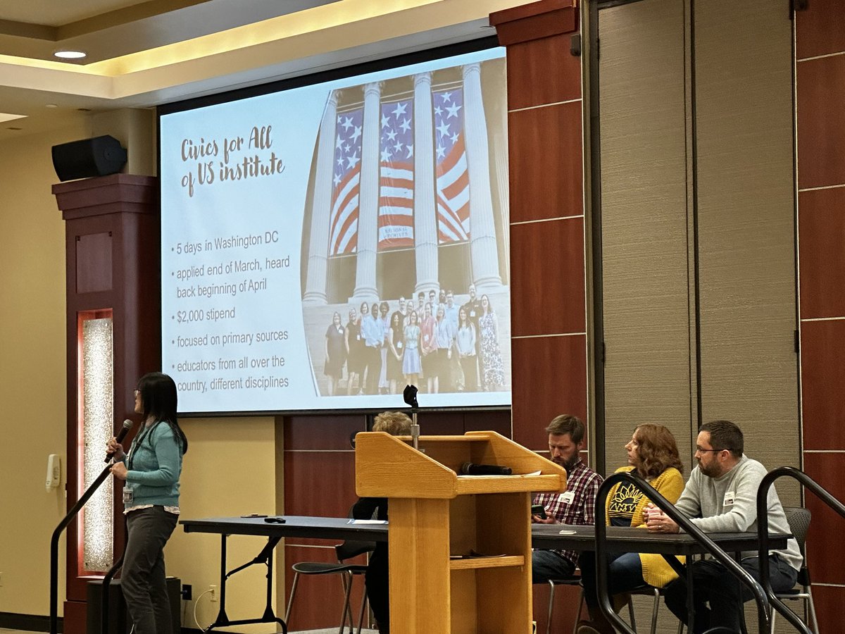 NHTOYMc's tweet photo. Hearing from Kansas Educators about Summer PD Opportunities. #KSSSCon24 @KSecon @deweyinghistory @CaseyMMeier @kdgilman1 https://t.co/TpbpRIxsRJ