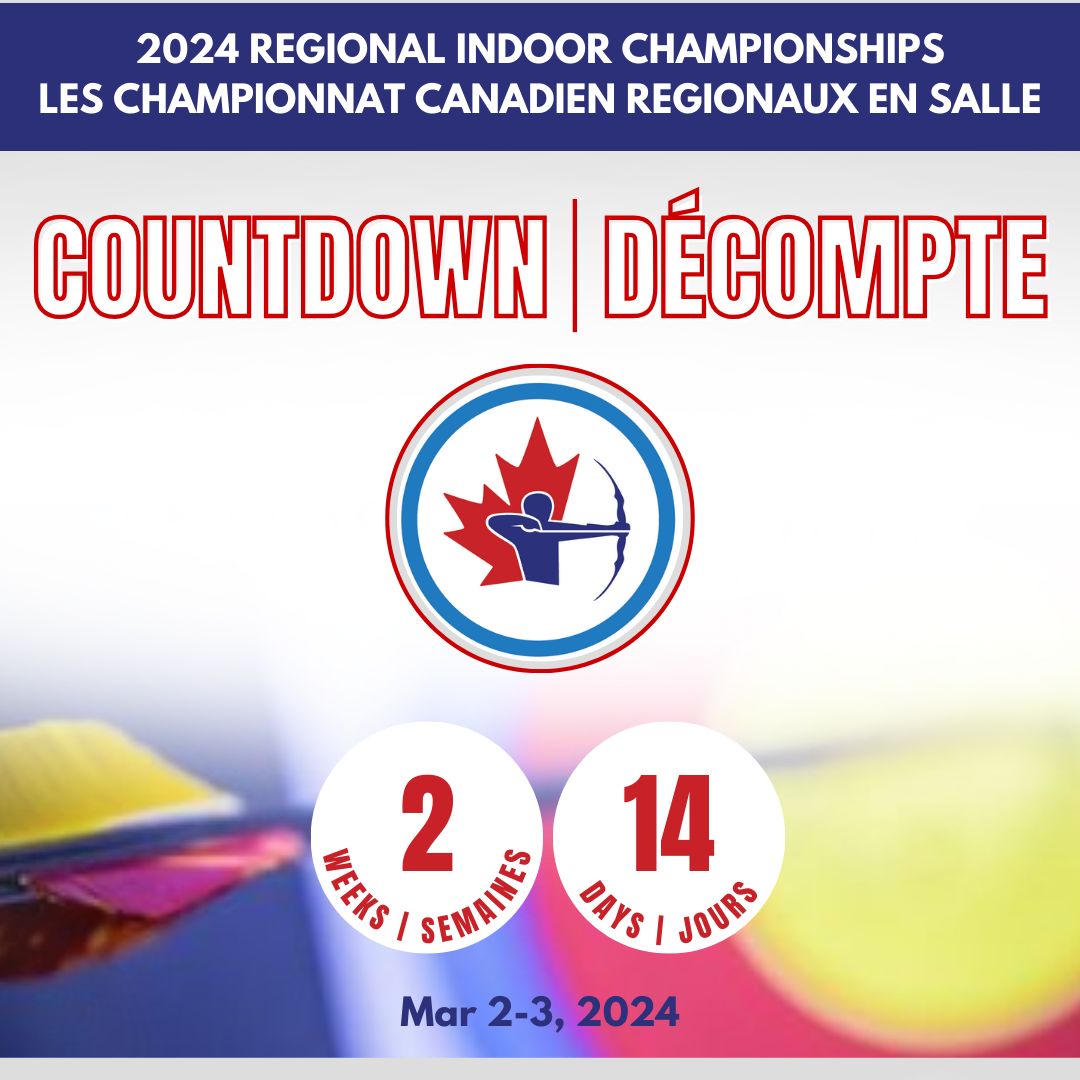 ArcheryCanada's tweet photo. 2 Weeks Left! The excitement is building as we approach the Regional Indoor Championships. 🎯🏆 #CountdownToRegionals 

 //

Deux semaines avant le début du championnat ! L'excitation monte à l'approche des championnats régionaux en salle.  #CompteàrebourspourlesRégionales https://t.co/FkvqsXW7ZY