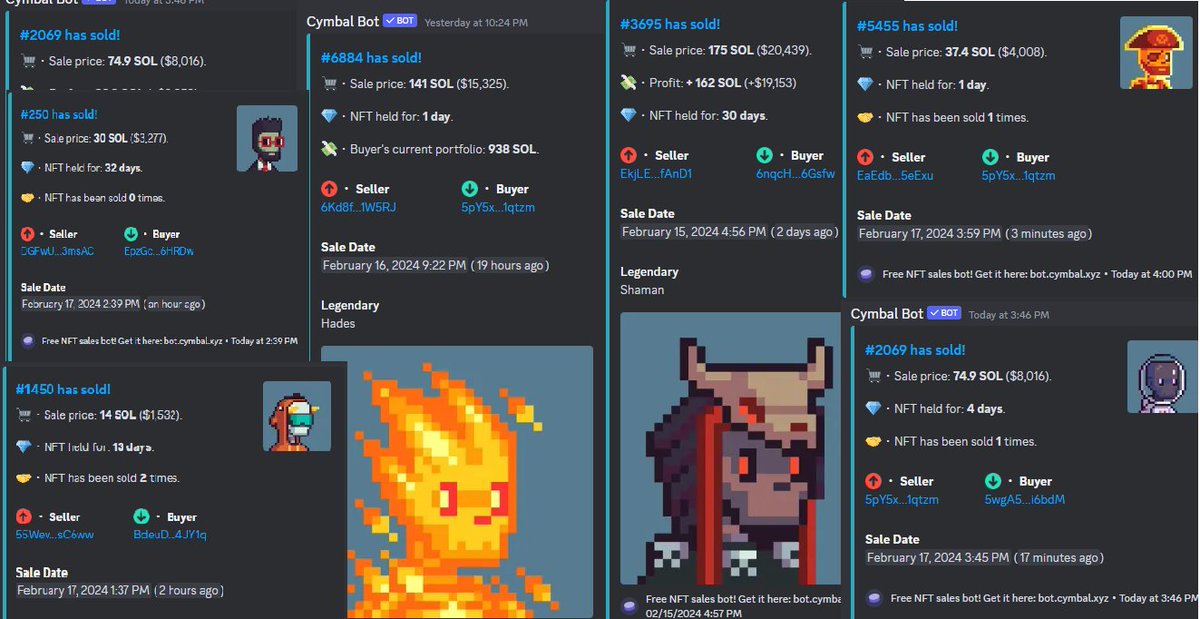 📌some of the MOST recent top sales for <a href="/cryptoundeads/">.</a> 

☑️Shaman 175 Sol --> $20,400
☑️Hades 141 Sol --> $15,325
☑️Astro 74.9 Sol --> $8000
☑️Inferno 37.4 Sol --> $4000
☑️Nouns 30 Sol --> $3270
☑️Onesie 14 Sol --> $1500

Collectors keep collecting 🤝