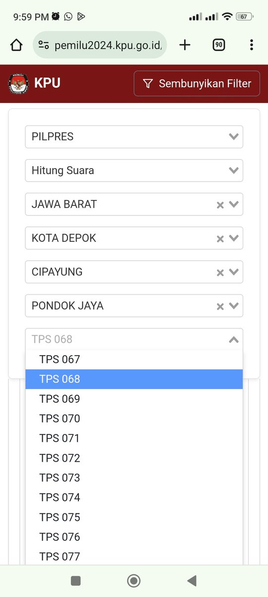 adhi_2803's tweet photo. Sy sebagai KPPS penasaran dengan kondisi setempat dari data #Sirekap di bagian terkecil  RW 07, ternyata dari TPS 67-78 /sebanyak 12 TPS yang masuk datanya cuman 67,68,69,71,76,77,78, berarti kendalanya emang didata ya,belum benar real count yg masuk menggambarkan keseluruhan. https://t.co/v11zTSDLwK