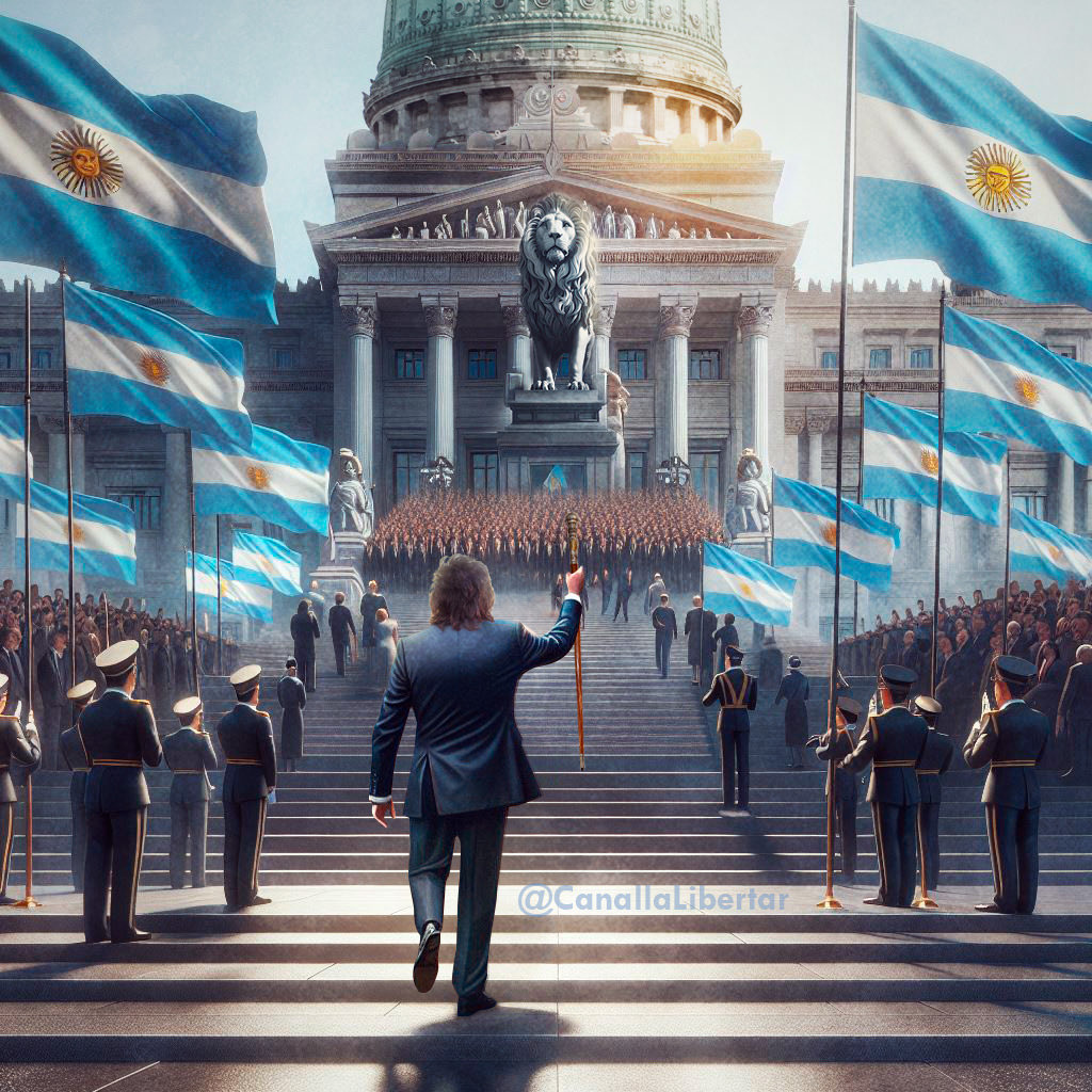 Milei un verdadero hombre al frente de una gran Nación Argentina, oro para que todo le salga bien, desde Costa Rica les deseo lo mejor al bello pueblo argentino