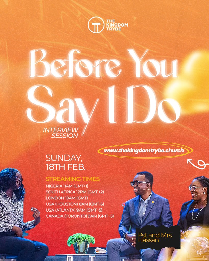 tkt_global's tweet photo. Tomorrow, join us for a special service 😄😄

We’ll be hosting an interesting interview session with Pastor and Mrs. Hassan, where they’ll share wisdom and practical advice on marriage and the importance of preparation. 

See you in Church!!!

#tkt #tktglobal #marriageseries https://t.co/OinYoqTvFx