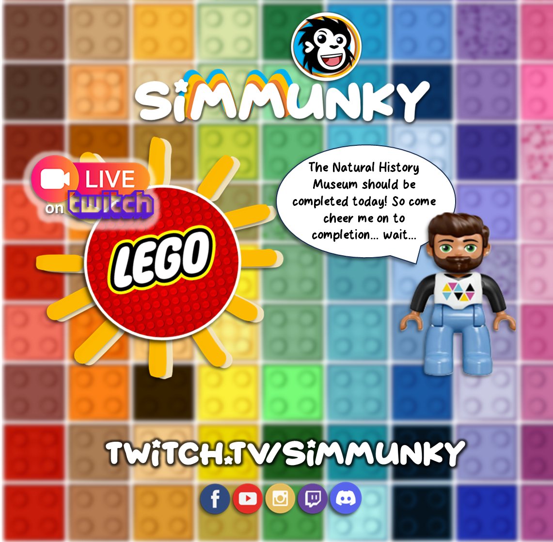 simmunky's tweet photo. The hubby and I are LIVE RIGHT NOW from 10am-2pm EST - he's working on finishing his Natural History Museum LEGO build - brick by brick. 

https://t.co/8xkE2xLbDU

#twitch #gaymer #gamer #lgbtq #gaygamer #lego #twitchstreamer #cozy #18andover #Saturday #LEGO https://t.co/HaKQHc0ohg