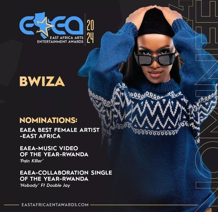 How are you doing my people! We have three nominations in the East Africa Arts Entertainment Awards 2024. -Best Famale Artist (East Africa) -Music video: Pain Killer (Rwanda) -Collabo : No Body with Double Jay (Rwanda). We're bringing them home ofcrs 🔥🔥