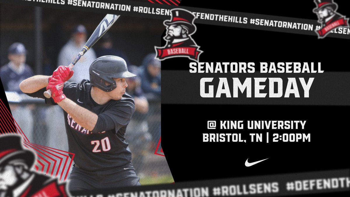 🚨OPENING DAY🚨

The season starts today in Bristol, TN.

🏫: <a href="/KingU_Baseball/">King University Baseball</a>
⏰: 2:00PM
📺: shorturl.at/adfWZ
📊: shorturl.at/drHT4

#DEfendthehills #SenatorNation #RollSens