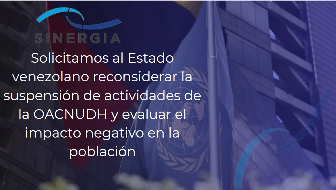 acsinergia's tweet photo. Desde la Red Venezolana de Organizaciones de la Sociedad Civil "@acSinergia", expresamos profunda preocupación por la suspensión de actividades de la #OACNUDH  en #Venezuela, solicitando al Estado reconsiderar esta decisión que afectaría los derechos humanos de la población.
🧵👇 https://t.co/75etMznWUC