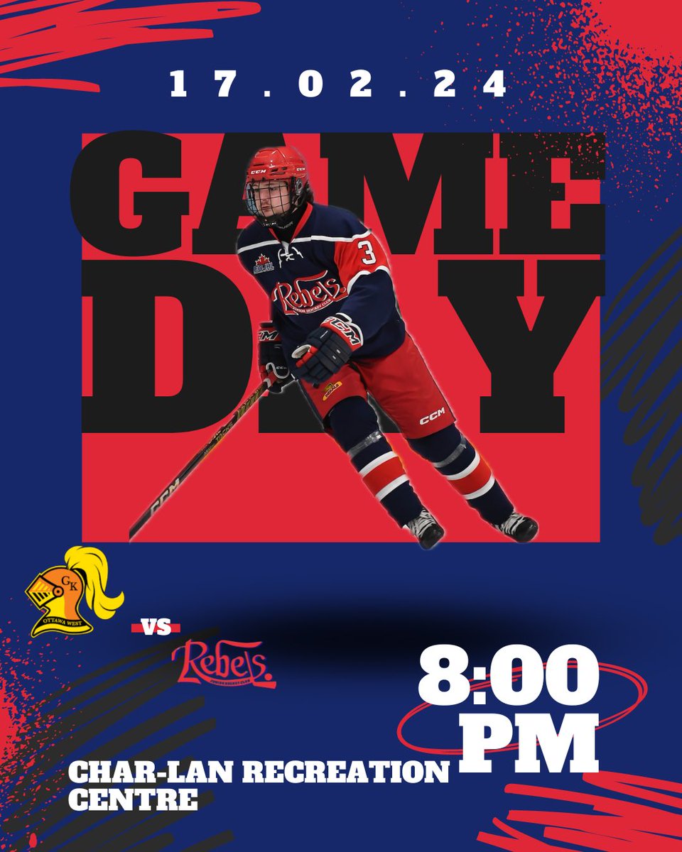 CharLanRebels's tweet photo. Coming off a playoff clinching win, the Rebels host the Ottawa West Golden Knights tonight in a game that could decide first place for the Knights!
Welcome Anna Despatie & Emma McCuaig, tonight’s flag bearers!
#GoRebsGo🤍❤️💙 https://t.co/xkHeacP5Sn
