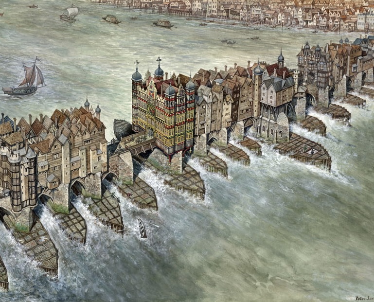 A thread of lesser-known architectural wonders that we lost over the ages (and what happened to them)... 🧵 1. Old London Bridge - the longest inhabited bridge in Europe