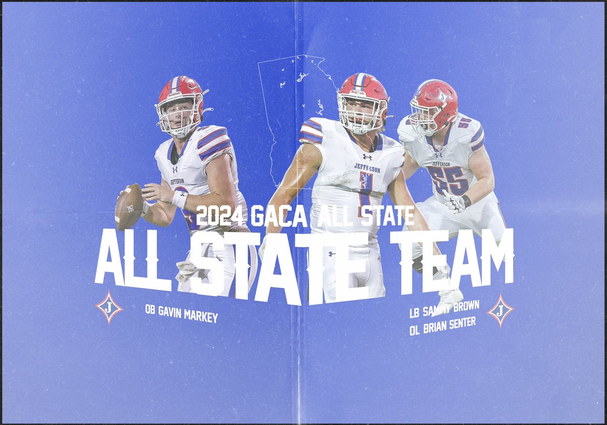 2023 GACA All State!

QB: Gavin Markey 
OL: Brian Senter
DPOY: Sammy Brown

#JeffersonMade