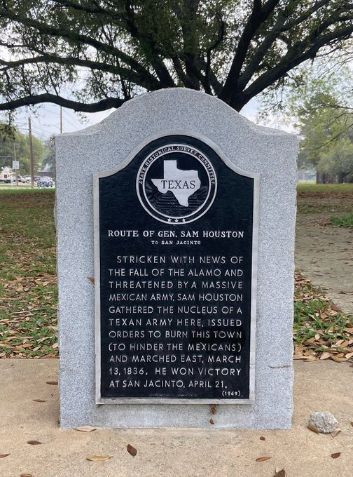 TexHistMarkers's tweet photo. Route of Gen. Sam Houston to San Jacinto 
#OTD March 13, 1836 
Stricken with the News of the Fall of the Alamo
Gonzales, Gonzales County, Texas
Location: 29.5042942, -97.4434968 
#Alamo #TexasIndependence #RoadToSanJacinto #Texian #TexasArmy https://t.co/SyXZiOnYqx