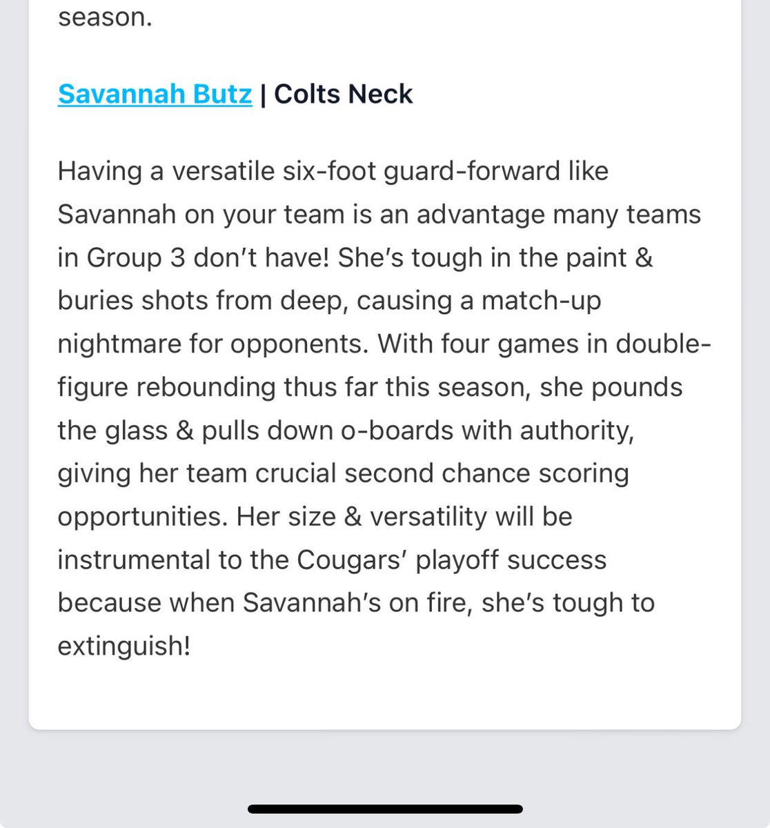 6’0 uncommitted 2024Wing… <a href="/savannahbutz/">Savannah Butz</a> putting up some big numbers this week! 19pts &amp; 9rebs followed by 18pts &amp; 6 rebs! Way to go Savannah! <a href="/EllenMasonius/">Ellen Clark Masonius</a> <a href="/TinyGreenNBS/">Coach Tiny Green</a> <a href="/CoachAliNap/">Coach Ali Napolitano</a> <a href="/NJRiseAliNap/">NJ Rise 17U Napolitano</a> <a href="/Mount_WBB/">Mount Women's Basketball</a>