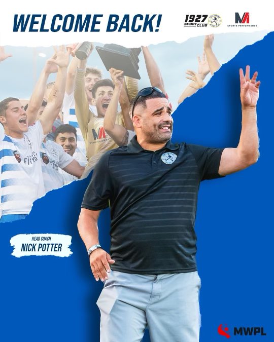 1st piece of the 2024 puzzle is in place. Big time happy to have coach Potter back this season to help us defend our @midwestpl Great Lakes title #supportlocalsoccer #fortwaynestrong