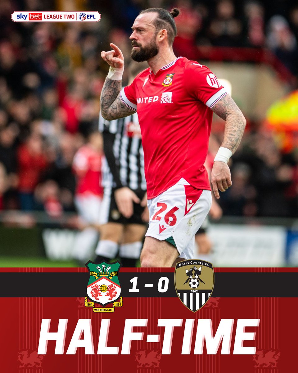 HALF TIME | Wrexham AFC 1-0 Notts County 🔘 Fletch's strike gives us the lead at the break! 🔴⚪️ #WxmAFC