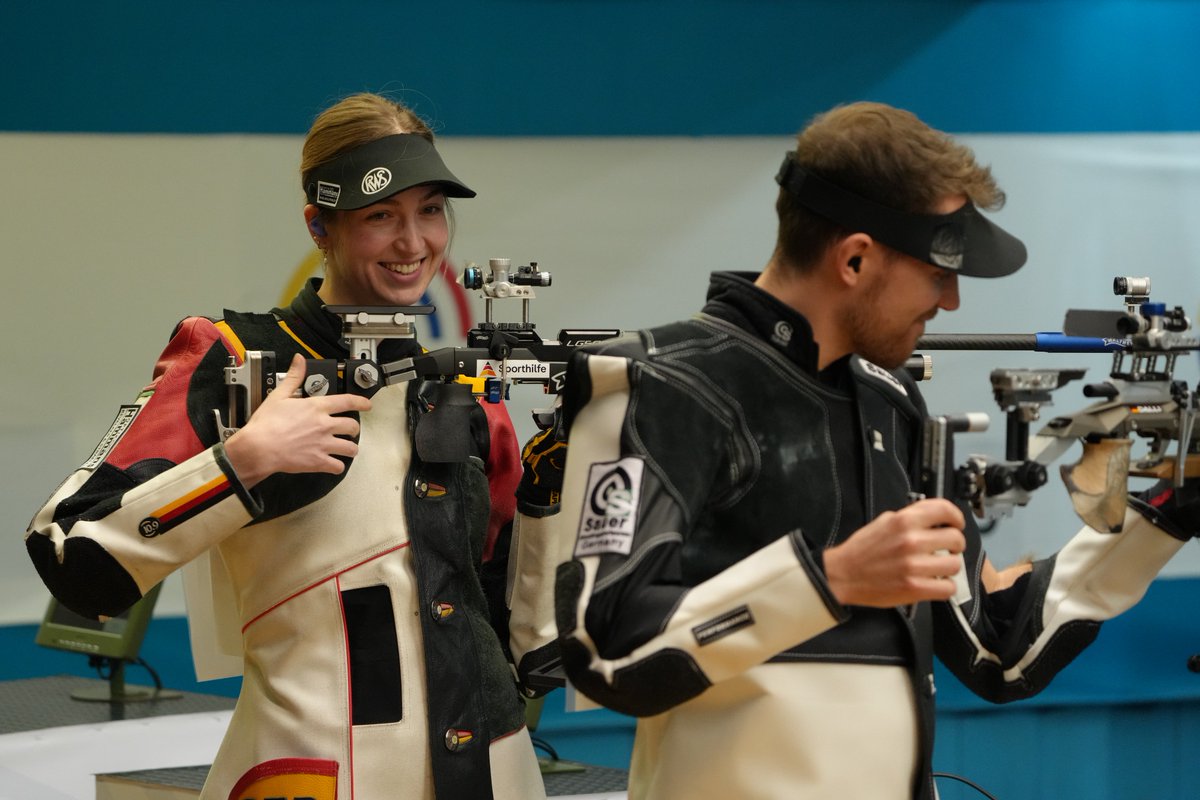 issf_official's tweet photo. A huge day for Germany at #ISSFGranada! 🇩🇪 👊

2⃣ gold medals were secured across 10m Air Pistol Mixed Team and 10m Air Rifle Mixed Team competition! 👏

#ISSFWorldCup | #ISSFGranada https://t.co/Q7LzAHryI5
