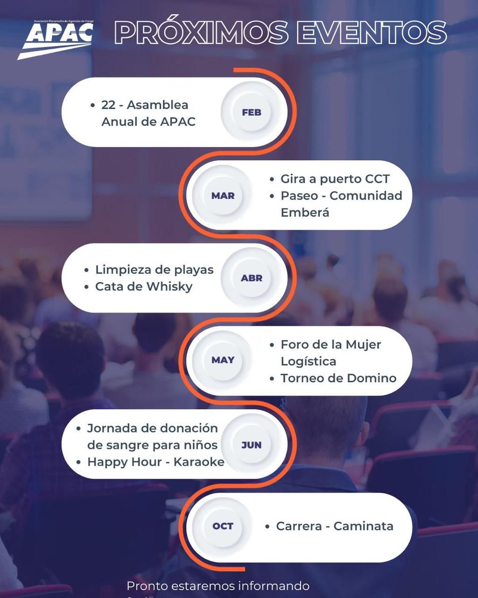 ¡Somos una Asociación en Movimiento!

APAC les invita a no perderse ninguna de nuestras próximas actividades.

#apacpanama #actividades #socios