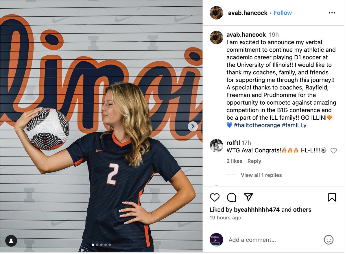 Congratulations <a href="/avahancock07/">Ava Hancock</a> !! Another #ECNL player from the Class of 2025 has verbally committed to a P4 D1 Program.