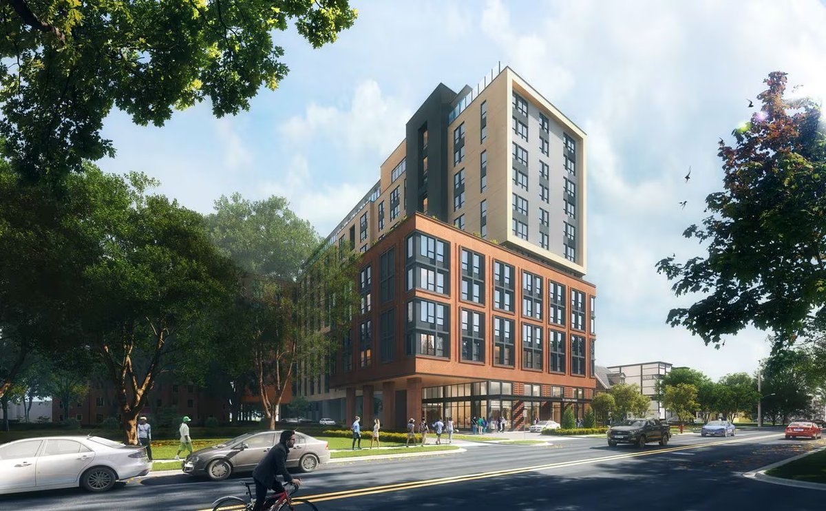 a2cranewatch's tweet photo. 8) 721 Forest St

Subtext's "The Verve," a 12 story residential tower is under construction. A crawler crane and a self erecting crane are on site in order to drive piles to build the foundation. https://t.co/rUfjb089as
