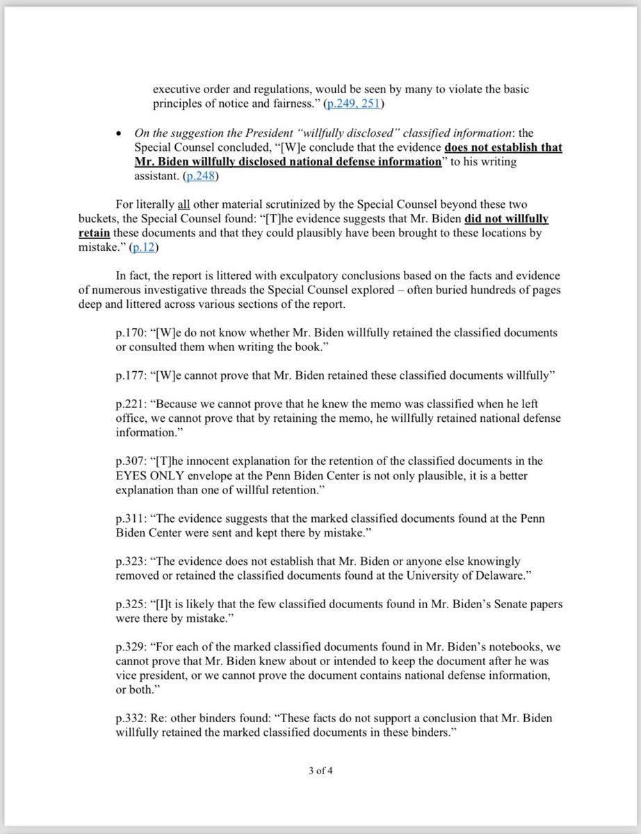 IanSams46's tweet photo. The sustained failure of the media to accurately report on the Special Counsel report is alarming
This is false. The report concluded there was NOT a case of knowing and willful retention. If it had found what NBC says, there would be charges.
For the umpteenth time, I explain: https://t.co/YKe0gWkCml