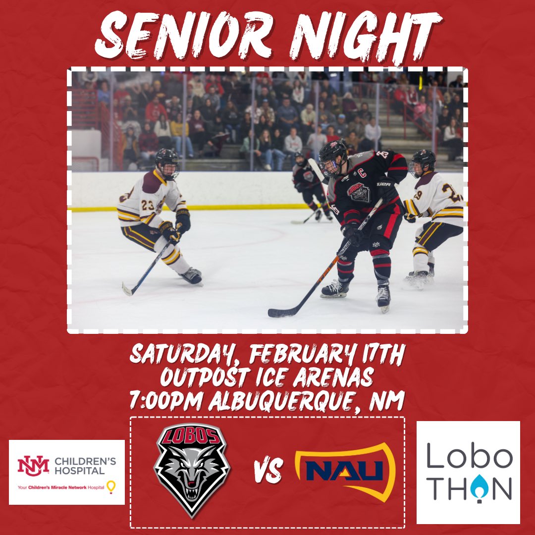 Senior night! Come out to Outpost Ice Arena tonight at 7 when we recognize our seniors who will be graduating this semester! We had a fun one last night, let’s make it happen again tonight! #GoLobos