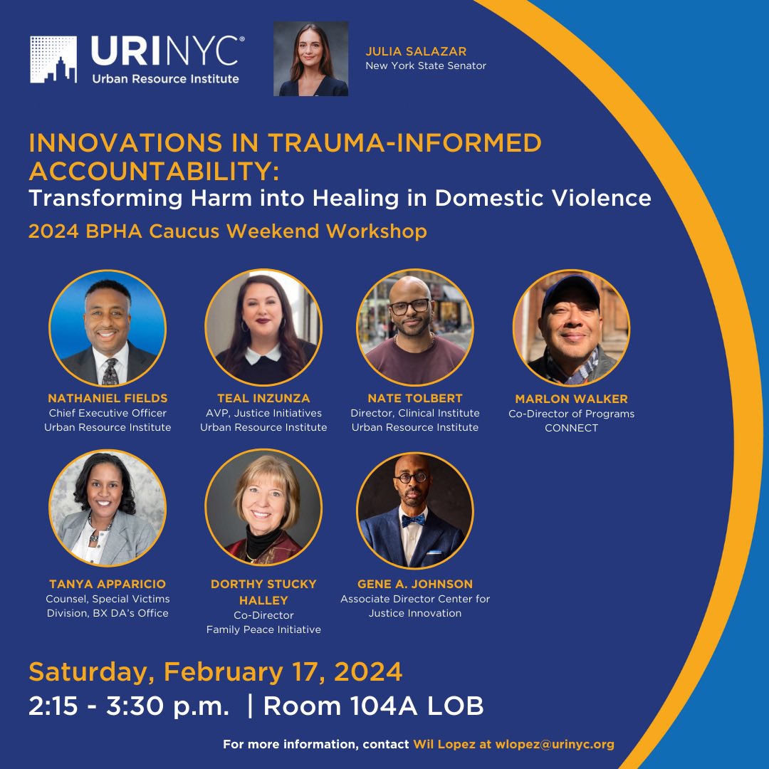 URI_NYC's tweet image. If you’re at #CaucusWeekend2024 today, we’d love to see you! 

Our expert panel will discuss ending cycles of #DomesticViolence &amp;amp; keeping survivors + families safe through trauma-informed accountability work w/ ppl who have caused harm. #APIP 

Be there! Today LOB 104A at 2:15pm