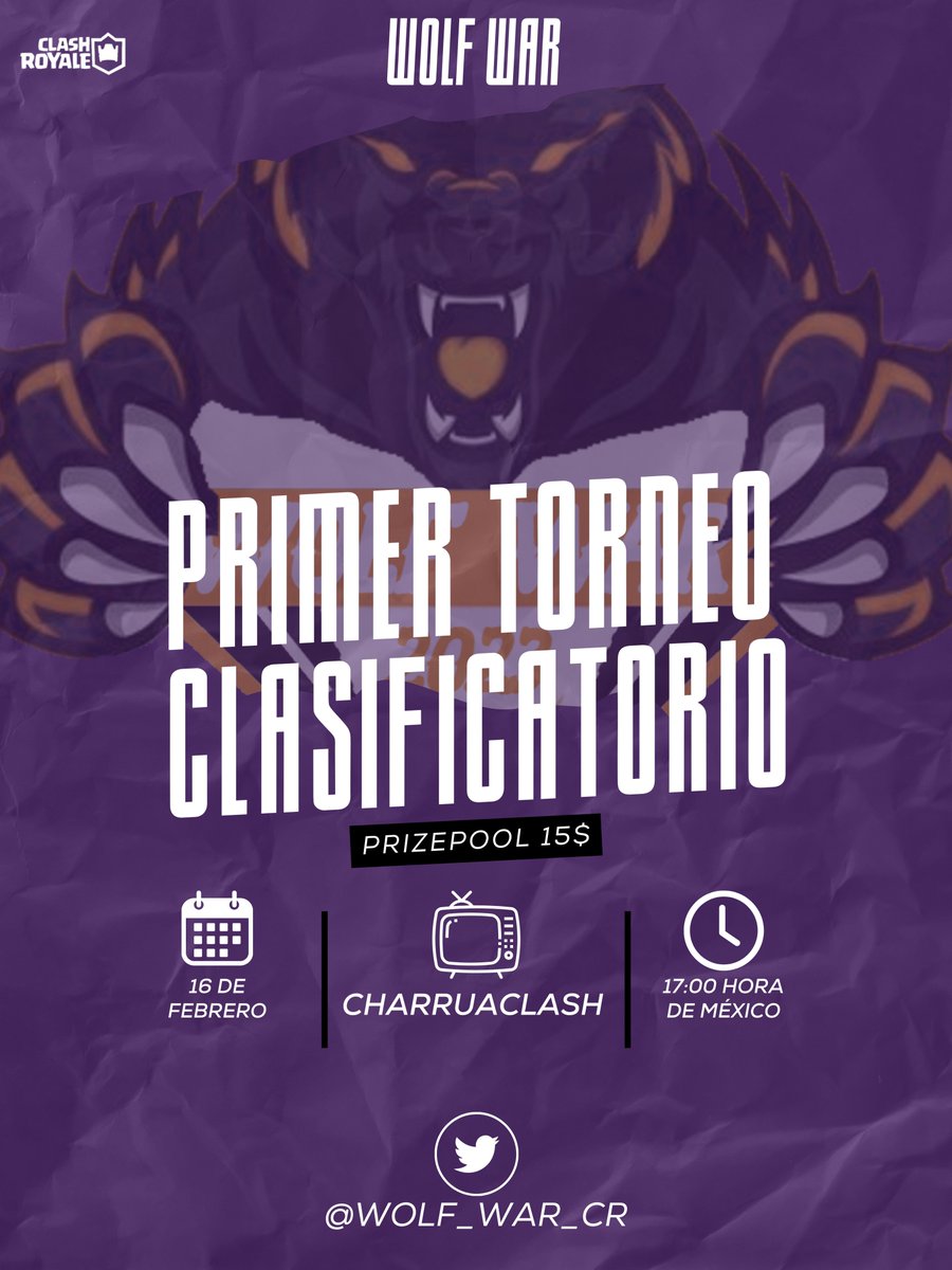 🚨 Al terminar seguimos con el el segundo torneo  🚨

📅: 17/Febrero/2024.
⏰: 16:30 🇲🇽.
📺: <a href="/charruaclash/">Charrúa</a> 

⚔️ Batalla Normal ⚔️
⏳: 1 Hora.
Limite de vidas: Sin limite.

Premio: 💸 15 USD.
Clasifican: top 🔟 a liga por 100 USD💸

Rt &amp; 🩷

⬇️ Requisitos: ⬇️