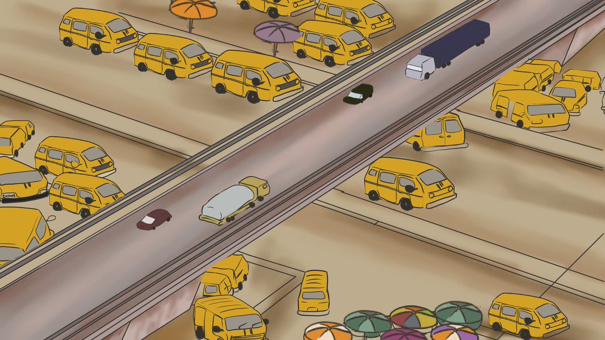 AlignAnimation's tweet photo. POV-
Environment concept art: The depiction of a bustling underbridge danfo park in Lagos 

Designed at: @AlignAnimation 

#animationdev #AnimationStudioInLagos https://t.co/llSWa7trrW