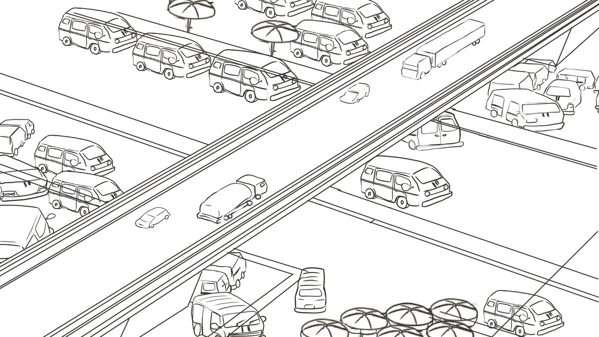 AlignAnimation's tweet photo. POV-
Environment concept art: The depiction of a bustling underbridge danfo park in Lagos 

Designed at: @AlignAnimation 

#animationdev #AnimationStudioInLagos https://t.co/llSWa7trrW