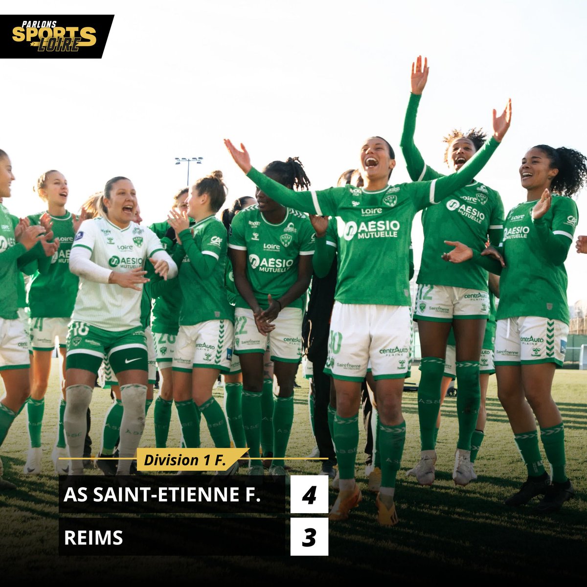 ParlonsSportsL_'s tweet photo. Magnifique scénario pour les Vertes qui, en marquant deux fois dans les dix dernières minutes, s’imposent sur le fil face à Reims. L’ASSE revient à 3 points de la quatrième place.

📷 https://t.co/h9UmdhqoTj https://t.co/Mv3jwOxKqC