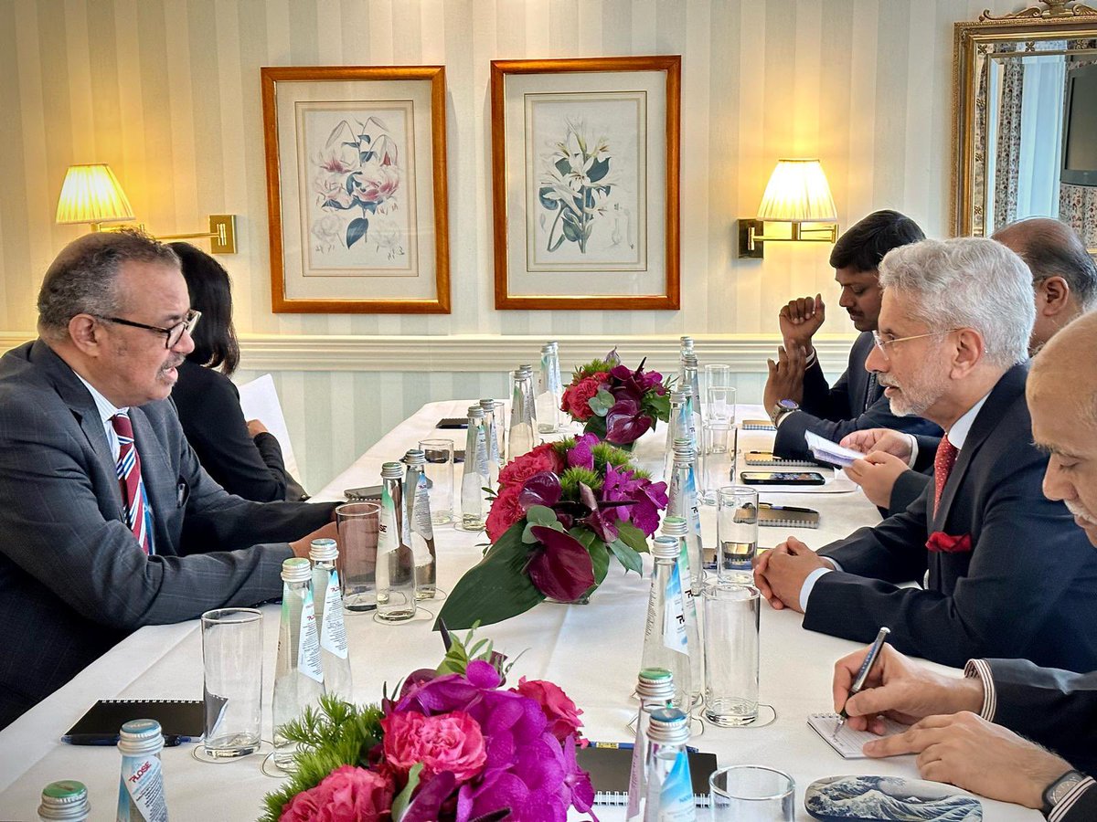 Very good discussion with #India’s Minister of External Affairs @DrSJaishankar about the @WHO Global Centre on Traditional Medicine, as well as the importance of the ongoing #PandemicAccord negotiations. Thanked him for 🇮🇳’s leading role in global health. #MSC2024