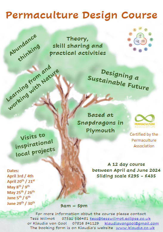 Discover permaculture. If you live or work in Whitleigh - a 4 day intro course in March. Plus a 12 day Design Course between April and June based at @snapdragonsplym (there is one free place for someone on a low income) @FoodPlymouth @NaturePlymouth @EnvironmentPlym