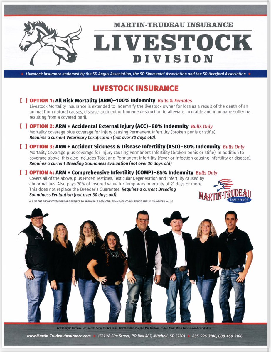 ColtonTobin's tweet image. On my way to another sale today just thought I would share the options we have to insure your Bull purchases this spring. DM me with any questions or if you would like to talk about other insurance products we have to offer.