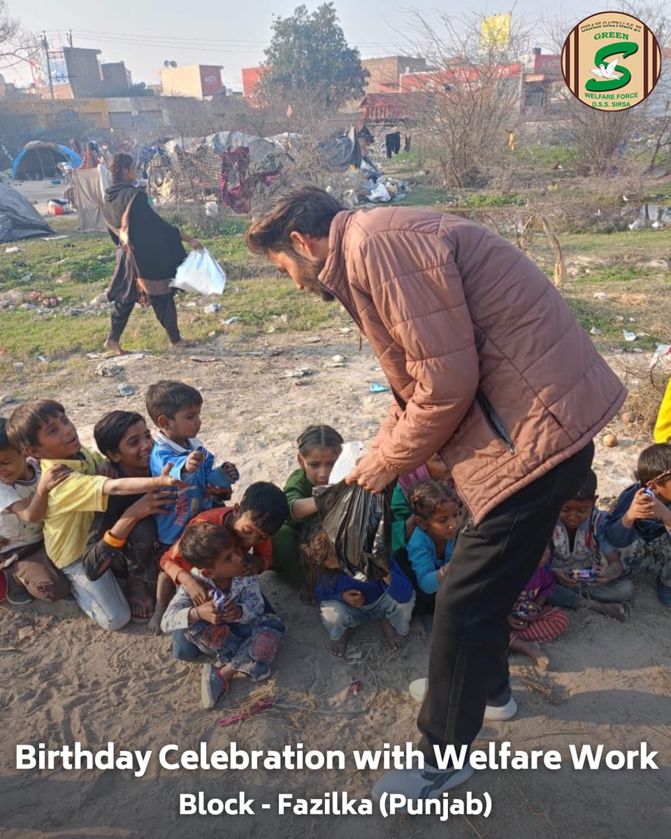 GreenSwelfares's tweet photo. In a heartfelt birthday celebration, Shah Satnam Ji Green 'S' Welfare Force Wing volunteers spreading joy and hope by distributing food items and stationary to needy kids, alongside planting trees for a cleaner environment. Their actions embody the true spirit of celebration - a day marked by welfare and love for the planet. #BirthdayWithAPurpose #FoodBank #DeraSachaSauda
