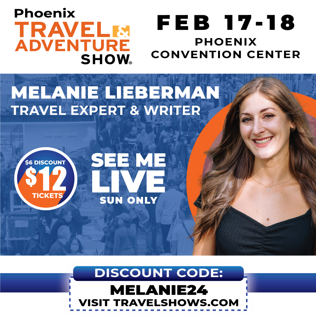 Melanie Lieberman (@melanietaryn) on Twitter photo The #phoenixtravelshow kicks off today! Come see me tomorrow, Feb. 18, at the Phoenix Convention Center at 11:30 a.m. Get your tickets for the Phoenix <a href="/TravAdventure/">TravelAdventureShow</a> Show here (use code Melanie24 for a discount!): bit.ly/phoenixtravadv… The #phoenixtravelshow kicks off today! Come see me tomorrow, Feb. 18, at the Phoenix Convention Center at 11:30 a.m. Get your tickets for the Phoenix <a href="/TravAdventure/">TravelAdventureShow</a> Show here (use code Melanie24 for a discount!): bit.ly/phoenixtravadv…