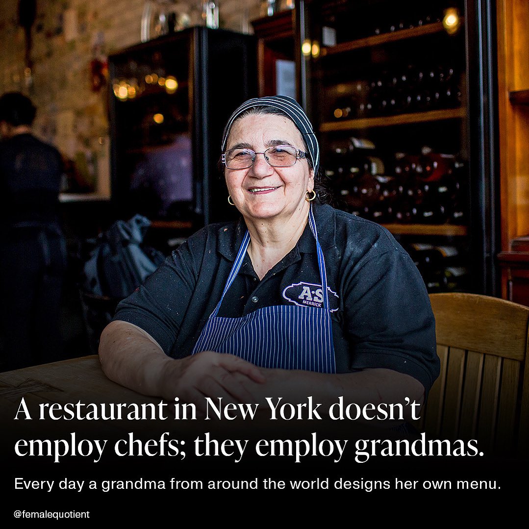 femalequotient's tweet photo. Chefs, grandmas. Potato, potah-to. Many chefs say they were first inspired by their moms and grandmothers, so these rotating nonnas, grannies, and nanas in Staten Island eatery Enoteca Maria are definitely chefs in their own right. 🧑‍🍳😘 https://t.co/ylMnk7Qh9q