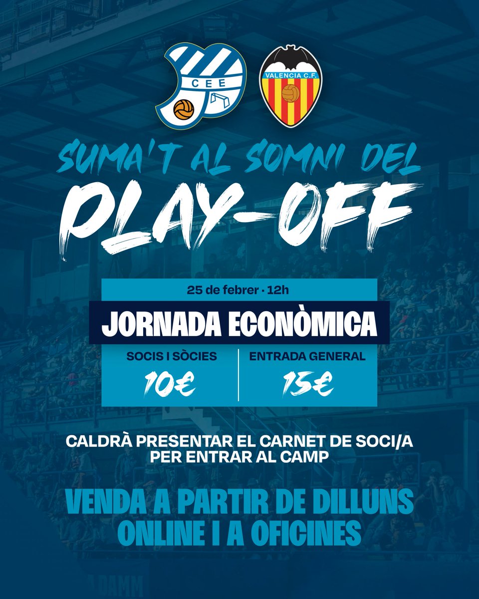 ⚽️ Suma't al somni del play-off!: Jornada econòmica per l'Europa-Valencia B

🤜🏽🤛🏽 Tenim una oportunitat de fer realitat un somni i demanem a la nostra massa social un petit esforç per estar millor preparats per fer-ho possible!

#futbolcat #2RFEF3 #ViladeGràcia #SagradaFamília