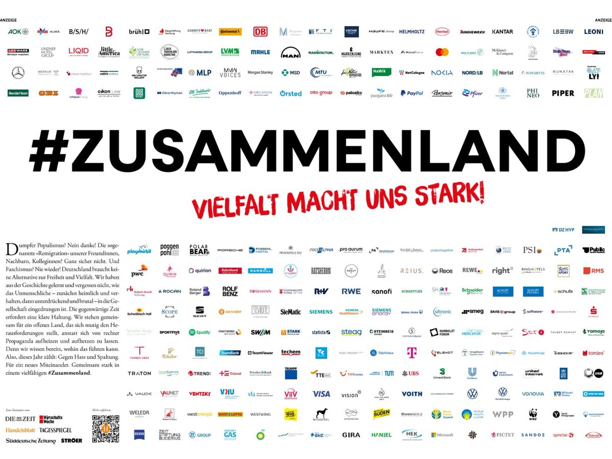Tank &amp; Rast steht für #Zusammenland! 🌍 Als Teil der Initiative setzen wir uns für Vielfalt, Freiheit &amp; Respekt ein. Unsere Raststätten zeigen: Vielfalt bereichert! Dank an <a href="/Zeit/">ZEIT</a>, <a href="/wiwo/">WirtschaftsWoche</a>, <a href="/handelsblatt/">Handelsblatt</a>, <a href="/Tagesspiegel/">Tagesspiegel</a>, @Stroeer_SE &amp; <a href="/SZ/">Süddeutsche Zeitung</a>. #Diversity #Respekt